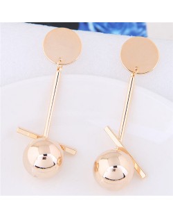 Sweet Shining Alloy Ball Design Fashion Stud Earrings - Golden