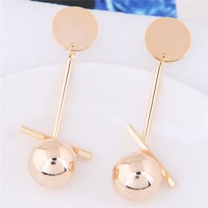 Sweet Shining Alloy Ball Design Fashion Stud Earrings - Golden