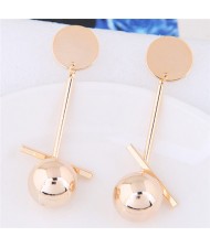 Sweet Shining Alloy Ball Design Fashion Stud Earrings - Golden