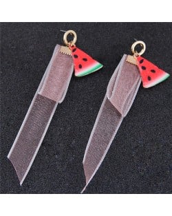 Watermelon and Chiffon Summer Fashion Stud Earrings