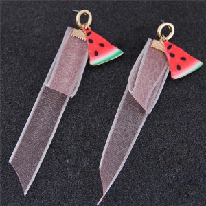 Watermelon and Chiffon Summer Fashion Stud Earrings