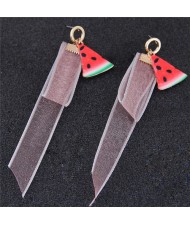Watermelon and Chiffon Summer Fashion Stud Earrings