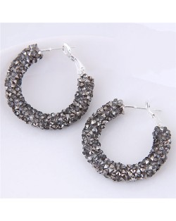Dazzling Gem Fashion Hoop Earrings - Gray