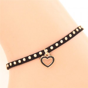Alloy Studs Fashion Cute Heart Pendant Women Anklet