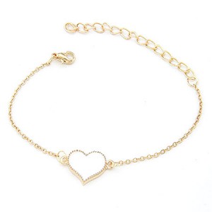 Simple Lovely Style Heart Shape Bracelet - White