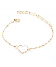Simple Lovely Style Heart Shape Bracelet - White
