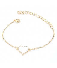 Simple Lovely Style Heart Shape Bracelet - White