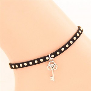 Alloy Studs Fashion Floral Key Pendant Women Anklet
