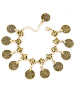 Vintage Coins High Fashion Alloy Anklet - Golden