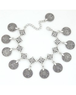 Vintage Coins High Fashion Alloy Anklet - Silver