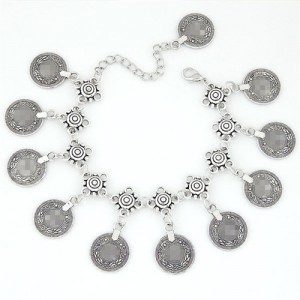 Vintage Coins High Fashion Alloy Anklet - Silver
