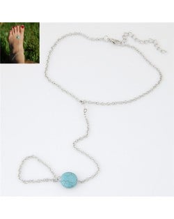 Artificial Turquoise Pendant Simple Chain Design Alloy Fashion Anklet
