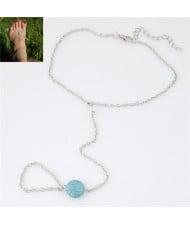 Artificial Turquoise Pendant Simple Chain Design Alloy Fashion Anklet