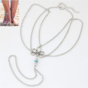 Alloy Flower and Beads Embellished Multiple Layers Fashion Women Anklet
