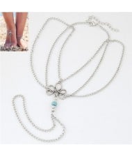 Alloy Flower and Beads Embellished Multiple Layers Fashion Women Anklet