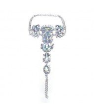 Rhinestone Flowers Combo Luxurious Fashion Women Anklet - Silver and Colorful White