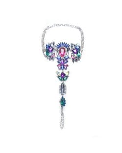 Rhinestone Flowers Combo Luxurious Fashion Women Anklet - Multicolor