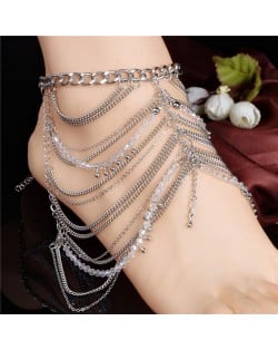 Multi-layer Alloy Chain and Beads Combo High Fashion Women Anklet