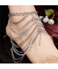 Multi-layer Alloy Chain and Beads Combo High Fashion Women Anklet