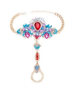 Luxurious Rhinestone Flower Cluster Design Women Anklet - Multicolor