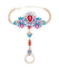 Luxurious Rhinestone Flower Cluster Design Women Anklet - Multicolor