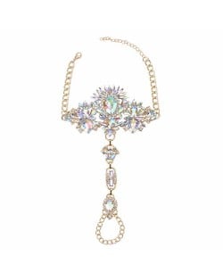 Luxurious Rhinestone Flower Cluster Design Women Anklet - Luminous White