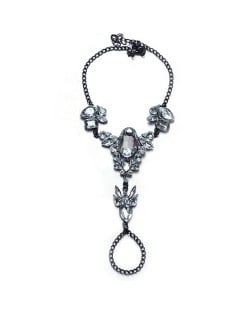 Rhinestone Deer Head Design Women Anklet - Black