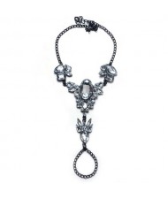 Rhinestone Deer Head Design Women Anklet - Black