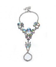 Rhinestone Deer Head Design Women Anklet - Luminous White