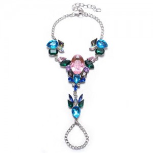 Rhinestone Deer Head Design Women Anklet - Multicolor