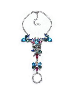 Rhinestone Rabits and Flowers Design Women Fashion Anklet - Multicolor