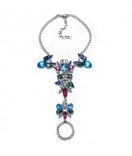 Rhinestone Rabits and Flowers Design Women Fashion Anklet - Multicolor