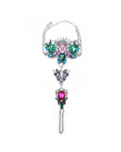 Shining Exaggerating Rhinestone Floral Style Women Fashion Anklet - Multicolor