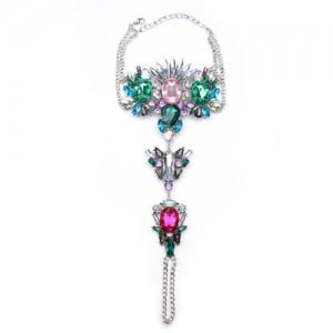 Shining Exaggerating Rhinestone Floral Style Women Fashion Anklet - Multicolor