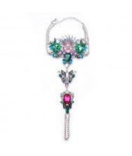 Shining Exaggerating Rhinestone Floral Style Women Fashion Anklet - Multicolor