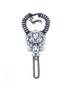 Rhinestone and Weaving Alloy Wire Design Women Fashion Anklet - Black