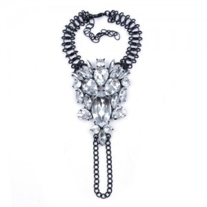 Rhinestone and Weaving Alloy Wire Design Women Fashion Anklet - Black