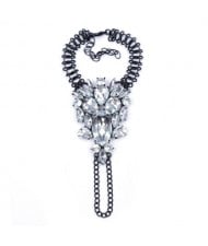 Rhinestone and Weaving Alloy Wire Design Women Fashion Anklet - Black
