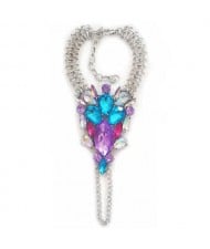 Rhinestone and Weaving Alloy Wire Design Women Fashion Anklet - Multicolor