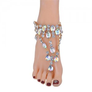 Luminous White Waterdrops Design Women Fashion Anklet