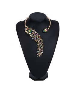 Unique Asymmetric Ear of Wheat Design High Fashion Costume Necklace - Multicolor