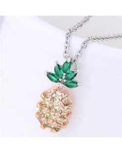 Cubic Zirconia Pineapple Pendant Korean Fashion Necklace