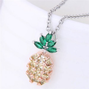 Cubic Zirconia Pineapple Pendant Korean Fashion Necklace