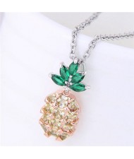Cubic Zirconia Pineapple Pendant Korean Fashion Necklace