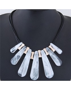 Acrylic Waterdrops Design Fashion Statement Necklace - White
