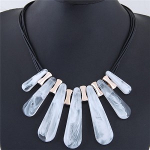 Acrylic Waterdrops Design Fashion Statement Necklace - White