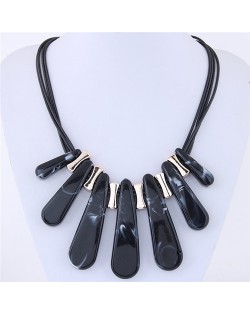 Acrylic Waterdrops Design Fashion Statement Necklace - Black