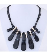 Acrylic Waterdrops Design Fashion Statement Necklace - Black