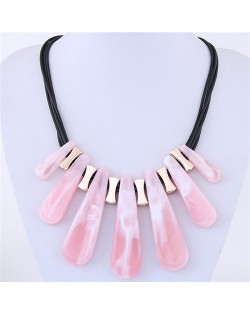 Acrylic Waterdrops Design Fashion Statement Necklace - Pink