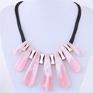 Acrylic Waterdrops Design Fashion Statement Necklace - Pink